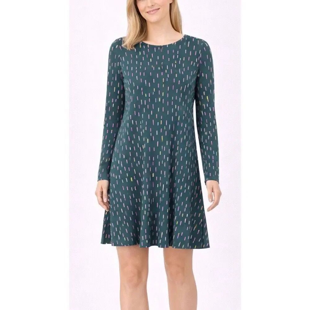 Boden swing green confetti printed dress 4